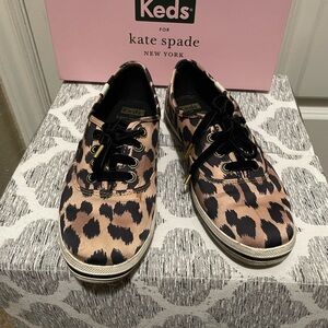 Kate Spade Leopard Satin Sneakers